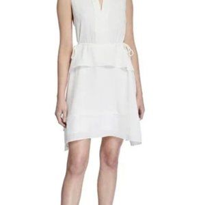 CLUB MONACO - SIZE 8,  RAELEE WHITE DRESS, V NECK, SIDE TIES TO CUSTOMIZE WAIST